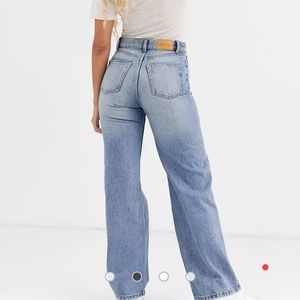 ASOS Monki Yoko high rise wide leg blue jeans W25